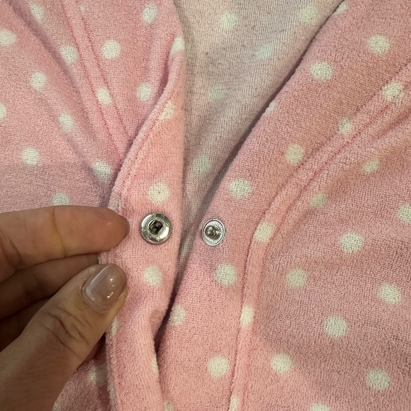 Miss Elaine Cotton Terry Robe House Dress sz Large Pink snap Front 2 Pockets - Picture 7 of 9